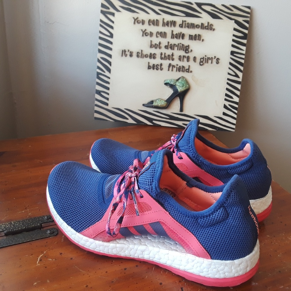 Womans Adidas Pure boost Blue and Orange